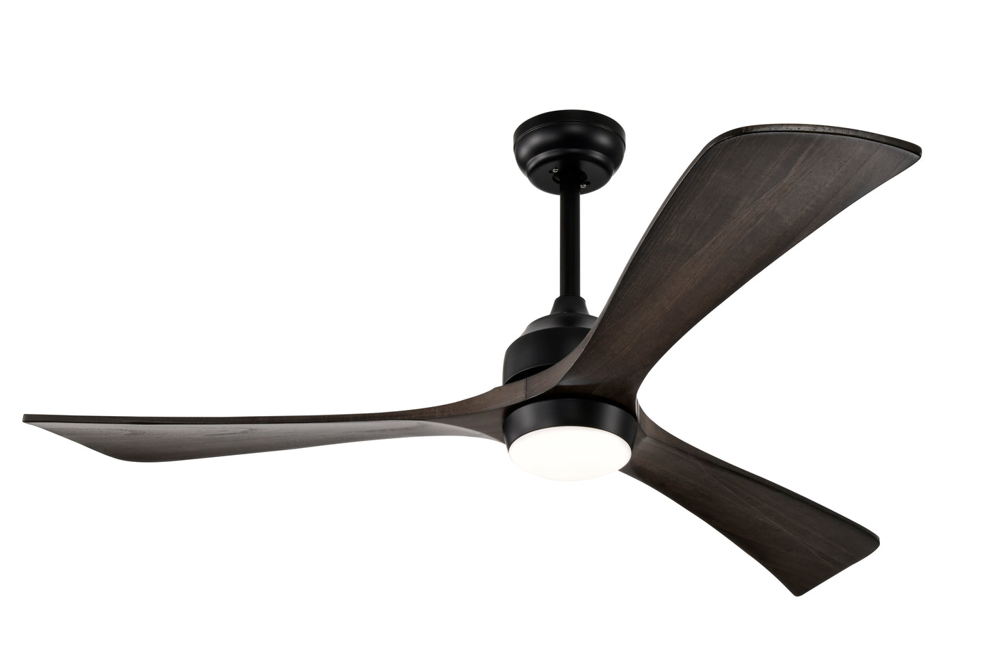 52-Inch Matte Black Ceiling Fan with Black Walnut Blades and Remote Control