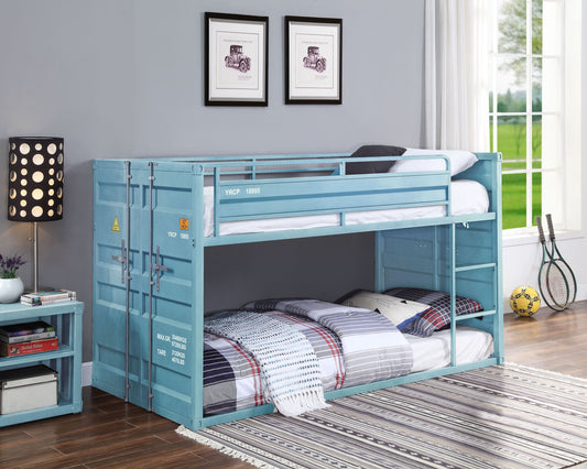 Container Twin Bunk Bed with Aqua Finish - Cargo Style