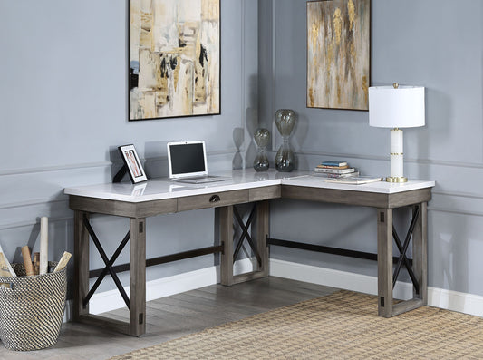 Sophisticated Marble Top Writing Desk with Lift Function and Timeless Gray Finish