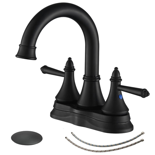 Matte Black 2-Handle Bathroom Faucet for 4 in. Centerset Sink
