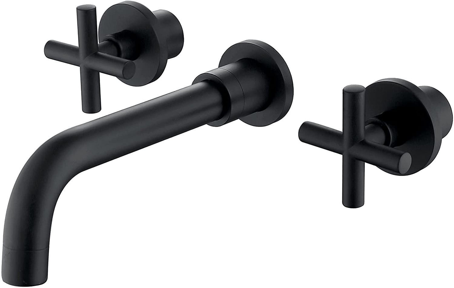 Modern Matte Black Double Handle Wall Mount Bathroom Faucet