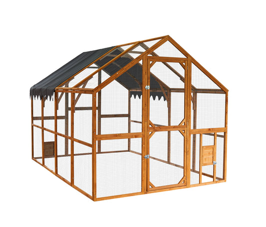 Outdoor Chicken Coop Enclosures 110" Large Kitten Playpen with Platforms,Upgrade Waterproof Cover