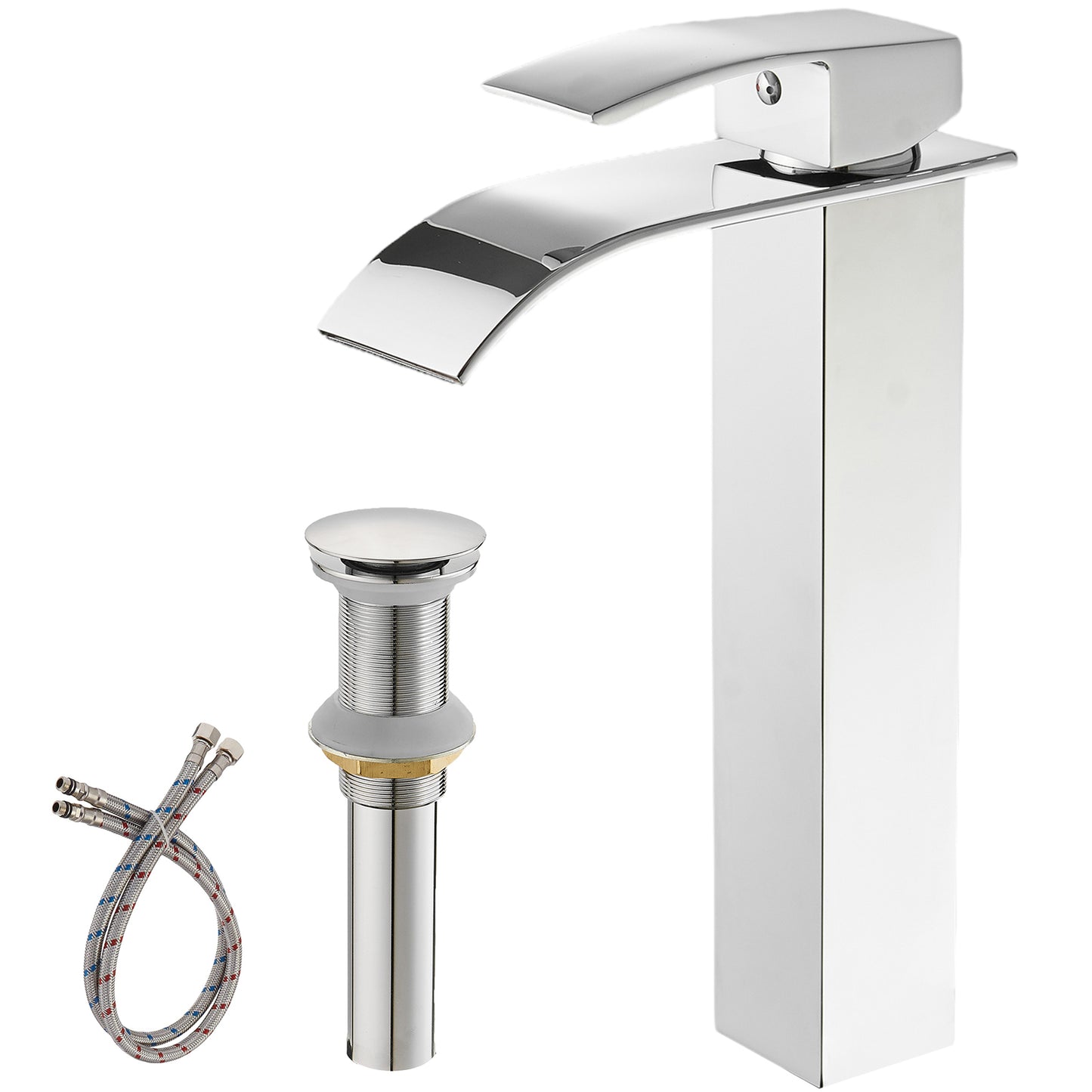 Waterfall Single Handle Vessel Sink Faucet in Polished Chrome