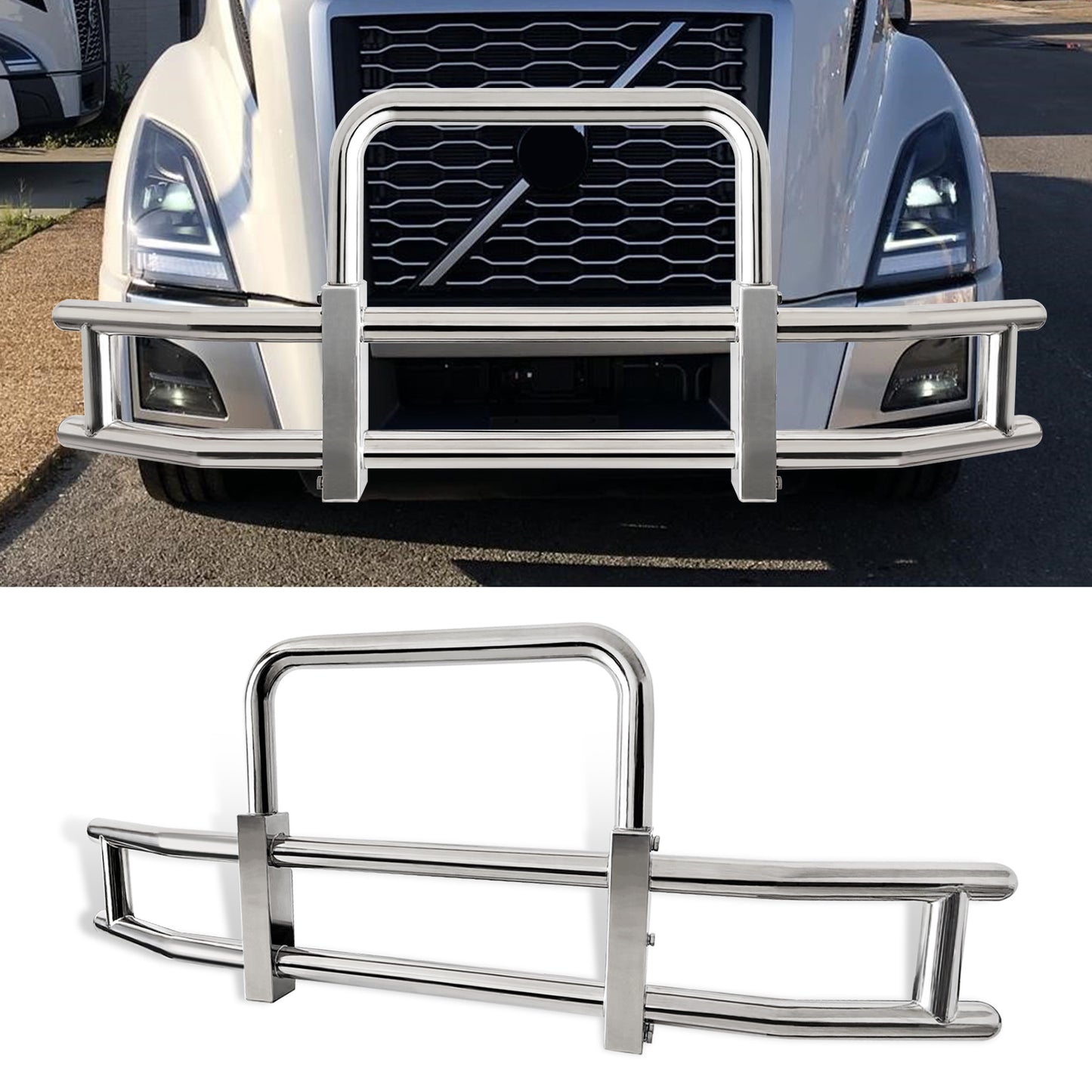 Volvo VN/VNL 2018-2022 Stainless Steel Deer Guard with Easy Installation Brackets