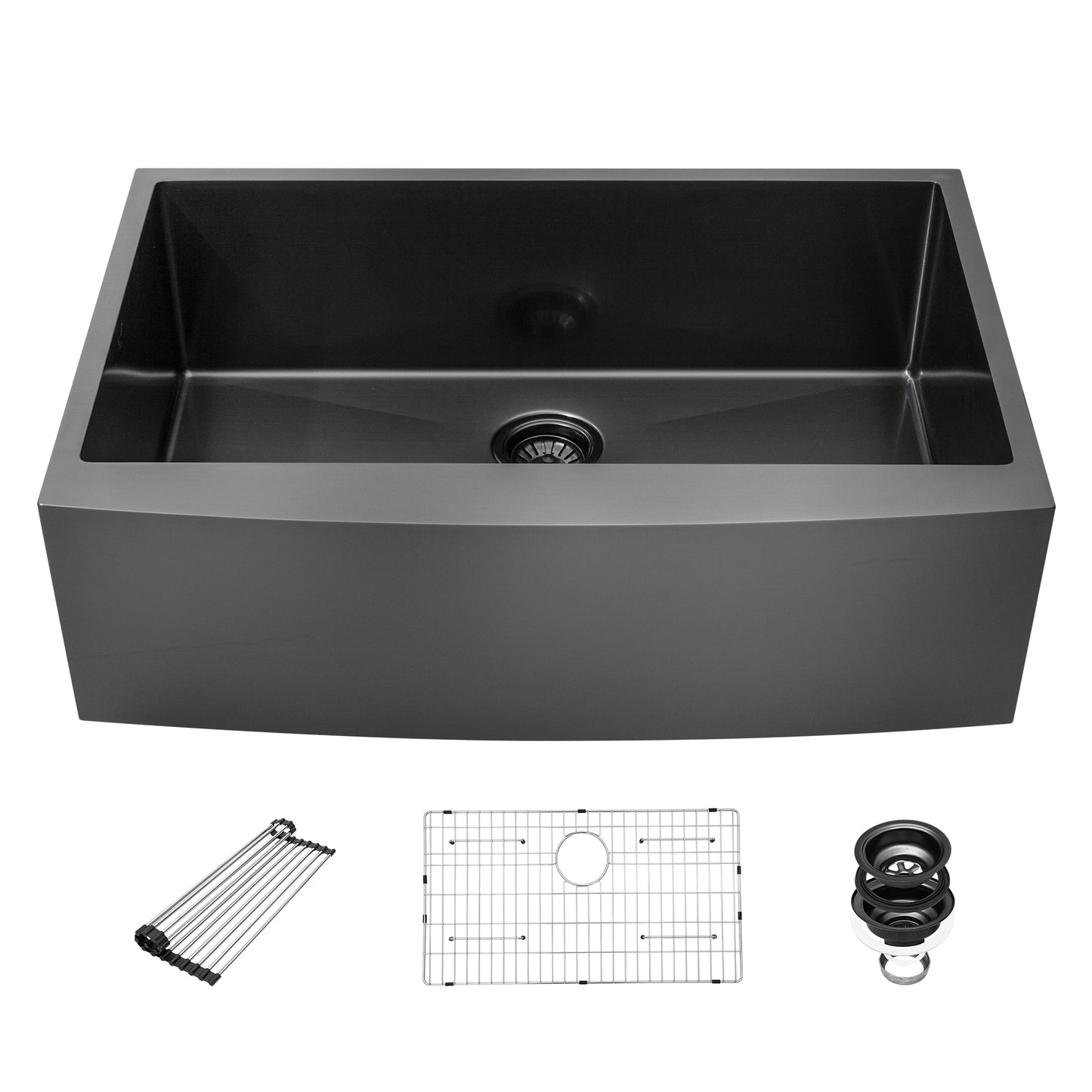 30 Inch Stainless Steel Black Farmhouse Sink with Nano Surface Technology