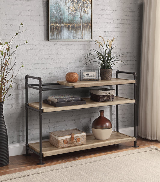 Brantley Bookshelf w/3 Shelves in Oak & Sandy Black Finish AC00756