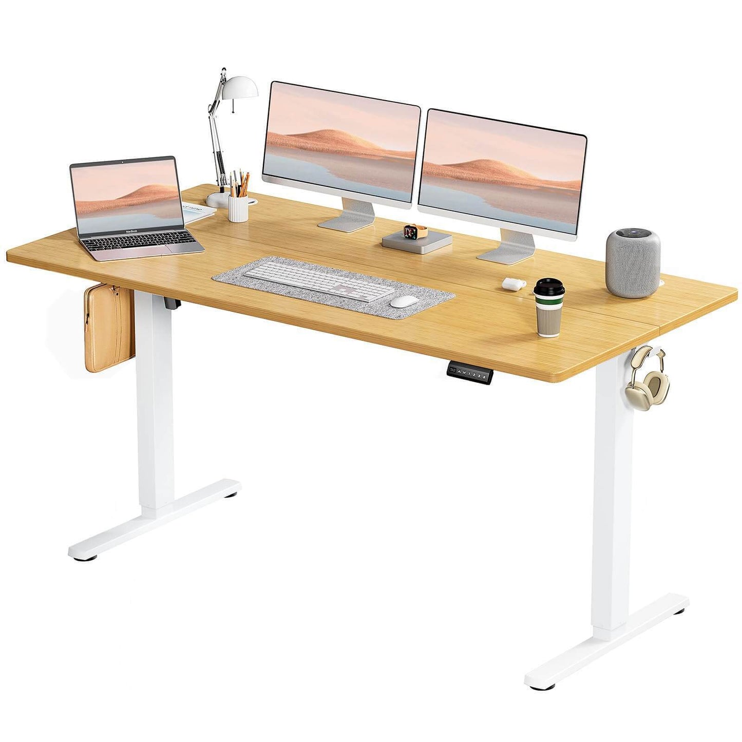 Adjustable Standing Desk with High-Quality Motor System in Yellow Finish