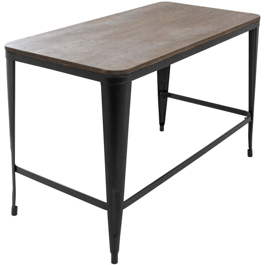 LumiSource Pia Industrial Writing Desk in Black and Espresso