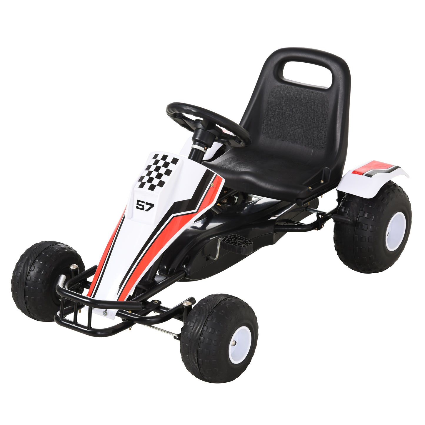 Adjustable Seat Pedal Go Kart for Kids - White