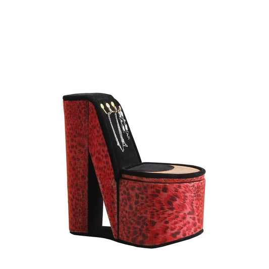 9" Tall Display Jewelry Box with Hooks, High Heel Shoe Design, Leopard Print