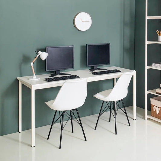 Harry Modern Wood and Metal Computer Desk in Cream