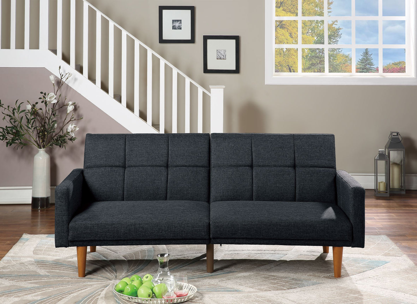 ADJUSTABLE SOFA in Black Faux Leather