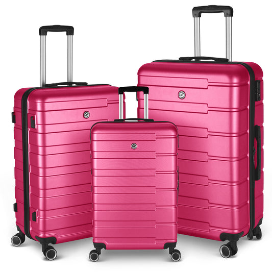 Luggage Suitcase 3 Piece Sets Hardside Carry-on luggage with Spinner Wheels 20"/24"/28"