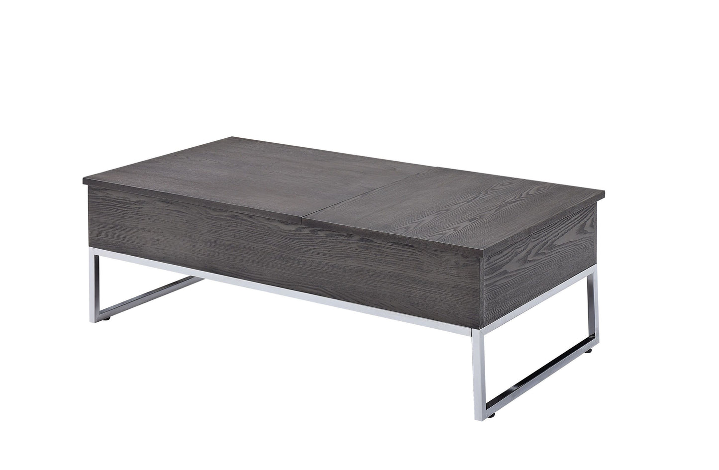 Iban - Lift-Top Coffee Table in Gray Oak and Chrome