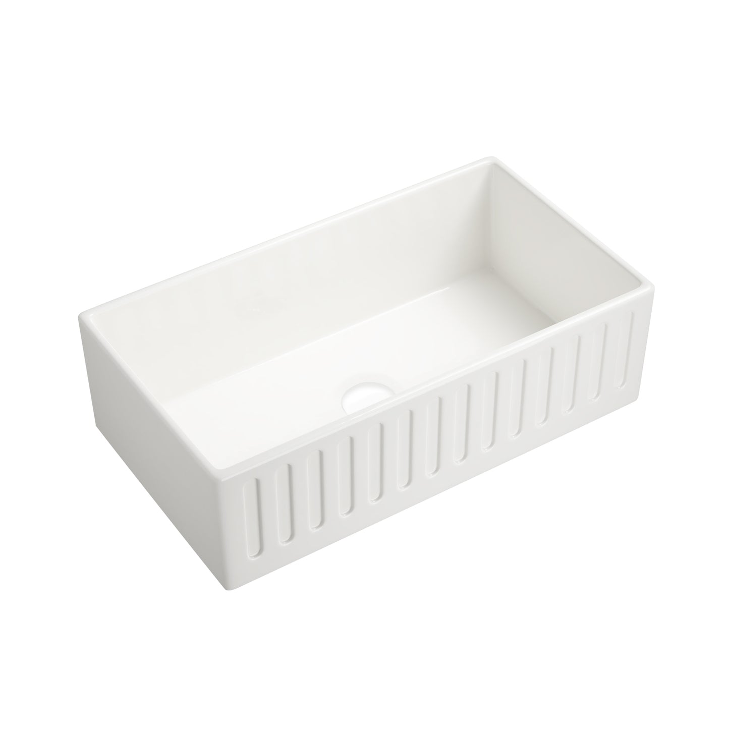 Inch White Vintage Farmhouse Fireclay Kitchen Sink with High Temperature Resistance