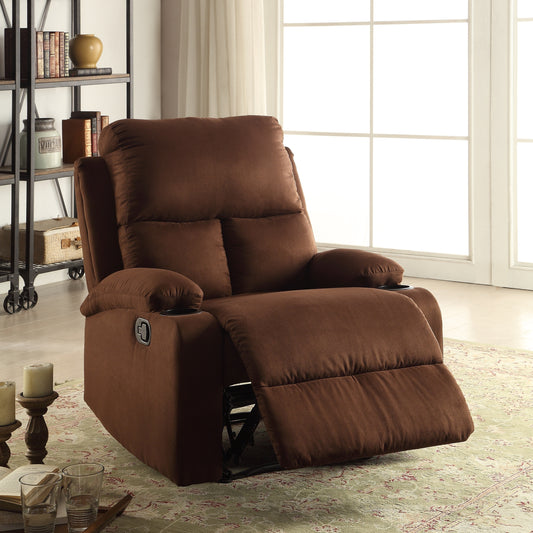 Comfortable Chocolate Microfiber Recliner with Motion