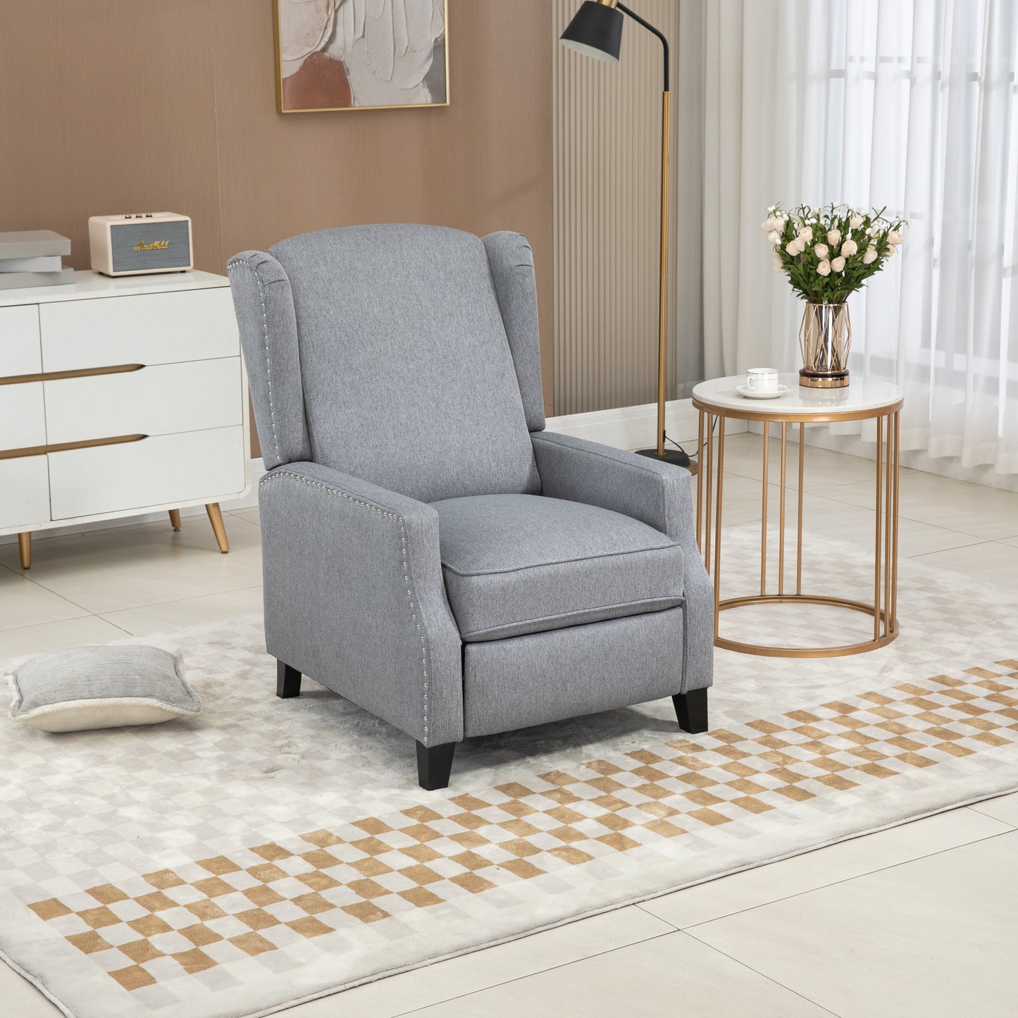 Modern Gray Linen Recliner Chair: COOLMORE Leisure Chair