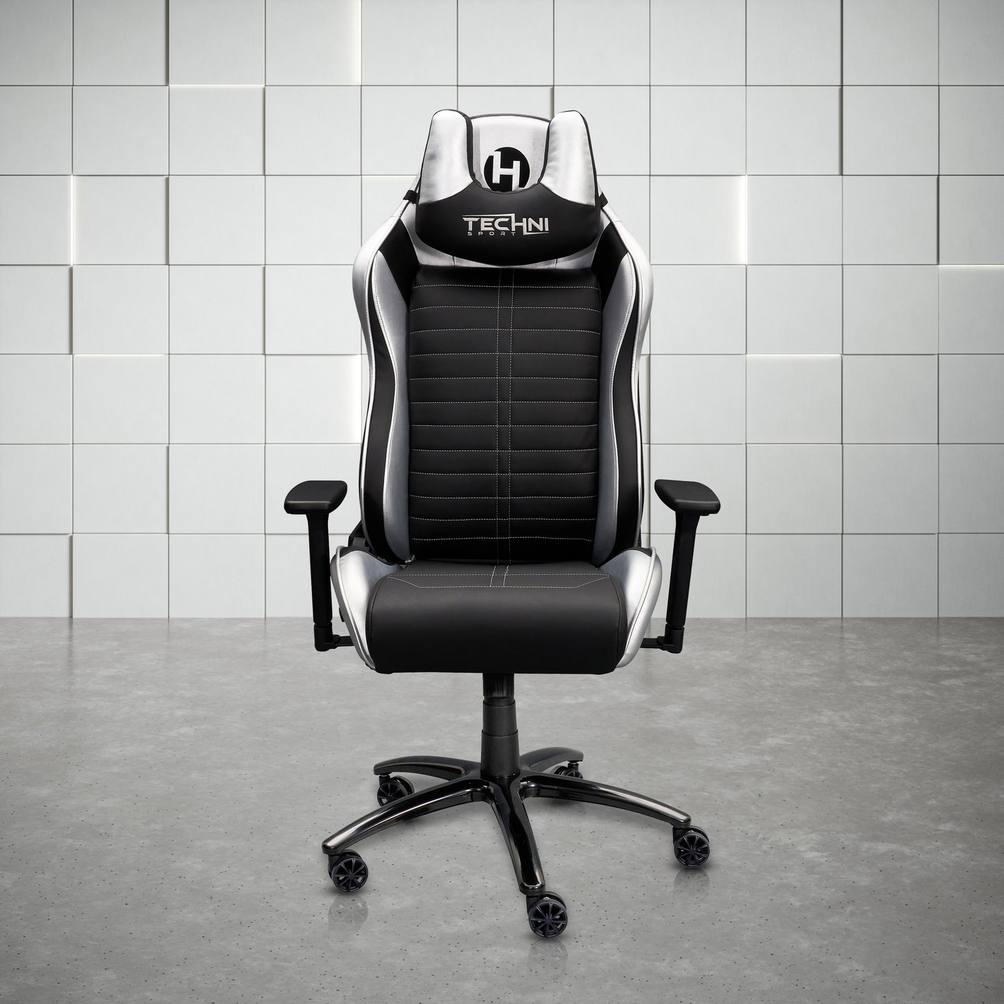 Techni Sport Ergonomic Racing Style Gaming  Chair - Silver