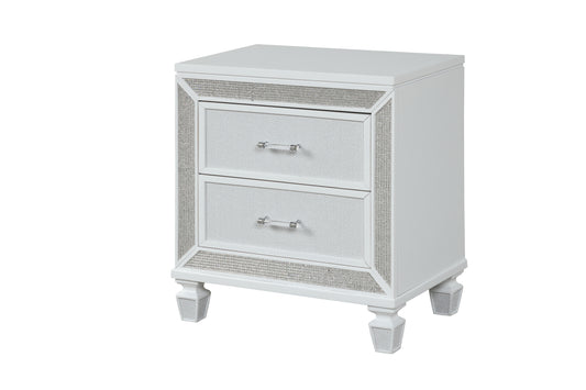 Crystal Nightstand Made with Wood Finished in White