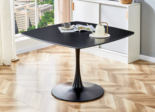 Modern Matte Black Pedestal Dining Table for 4-6 People