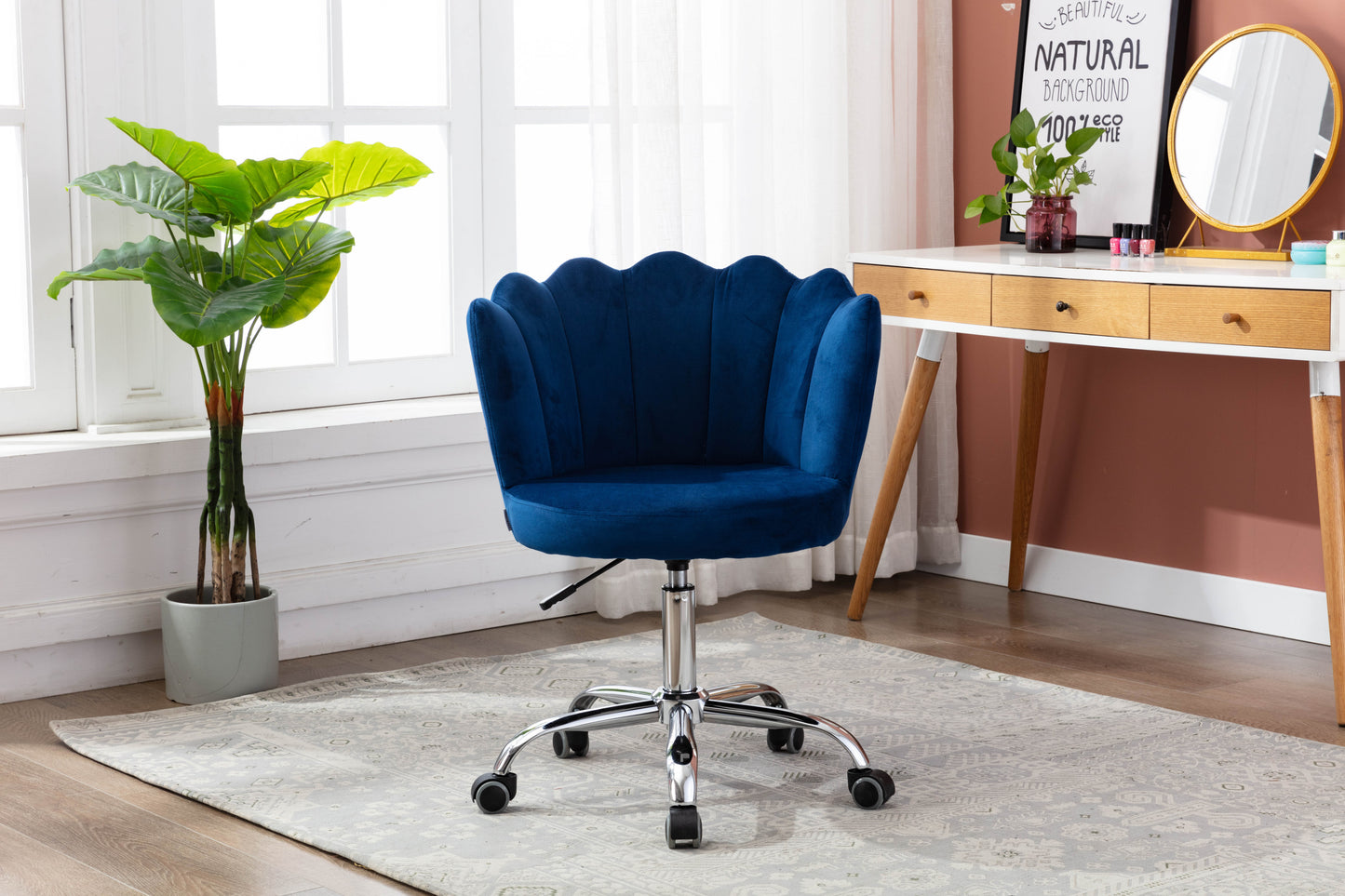 Swivel Shell Chair for Living Room/Bed Room, Modern Leisure office Chair  Blue