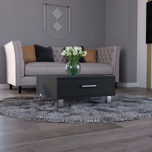 Contemporary Black Coffee Table with Drawer - Beijing Style