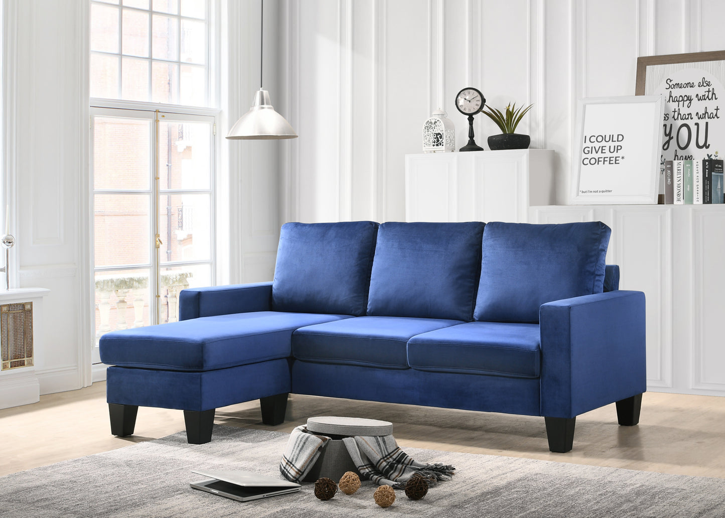 Jessica Navy Blue Sofa Chaise for Small Spaces