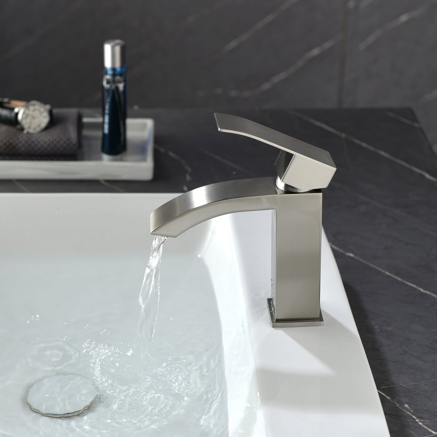 Modern Brushed Nickel Brass Bathroom Faucet