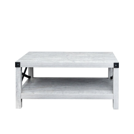 Elegant Plaid Grey Oak Coffee Table