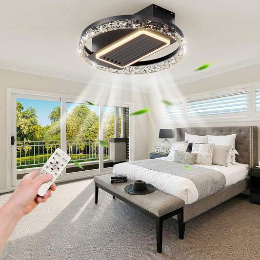 Modern 20-inch Leafless Ceiling Fan with Remote Control and Reversible Motor
