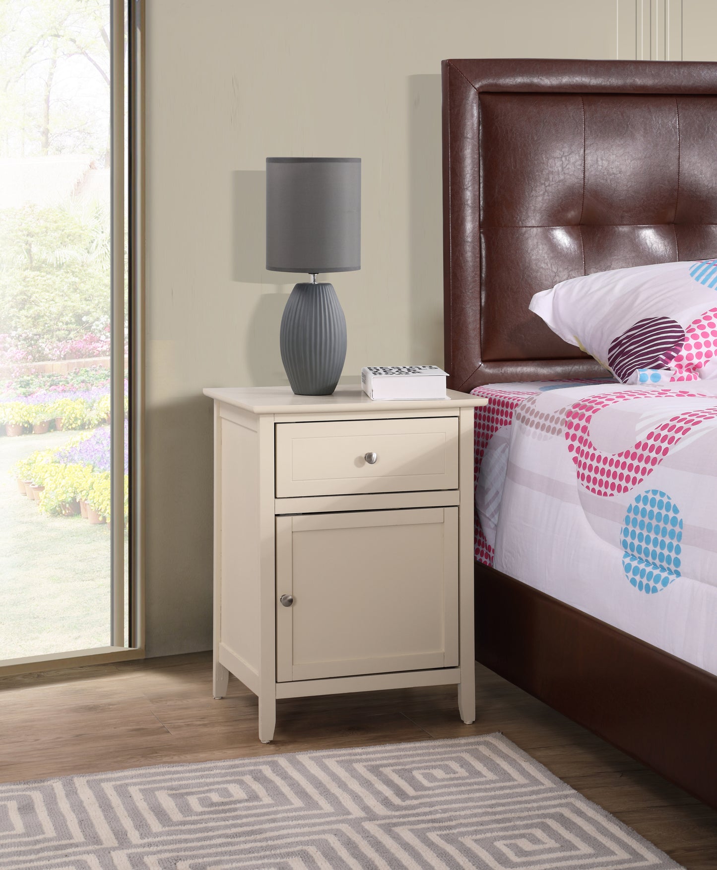 Izzy G1415-N-75 1 Drawer /1 Door Nightstand , Beige