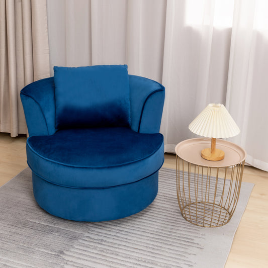 Single Sofa Chair Mid-Century Modern Accent Chair 360°Rotating Sofa Chair for Living Room Bedroom Navy Blue