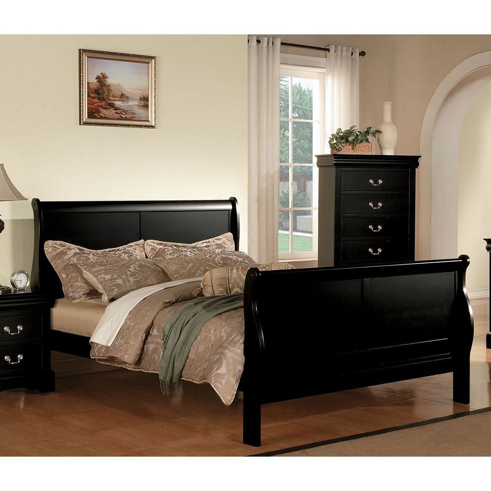 Louis Philippe III Queen Bed in Black 19500Q