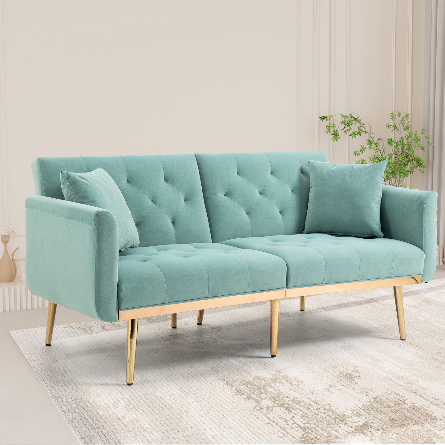 Velvet  Sofa , Accent sofa .loveseat sofa with metal  feet