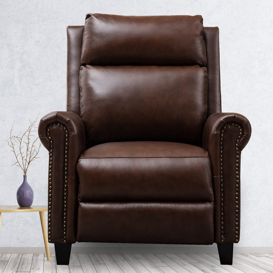 33.5-inch Wide Genuine Leather Manual Ergonomic Recliner