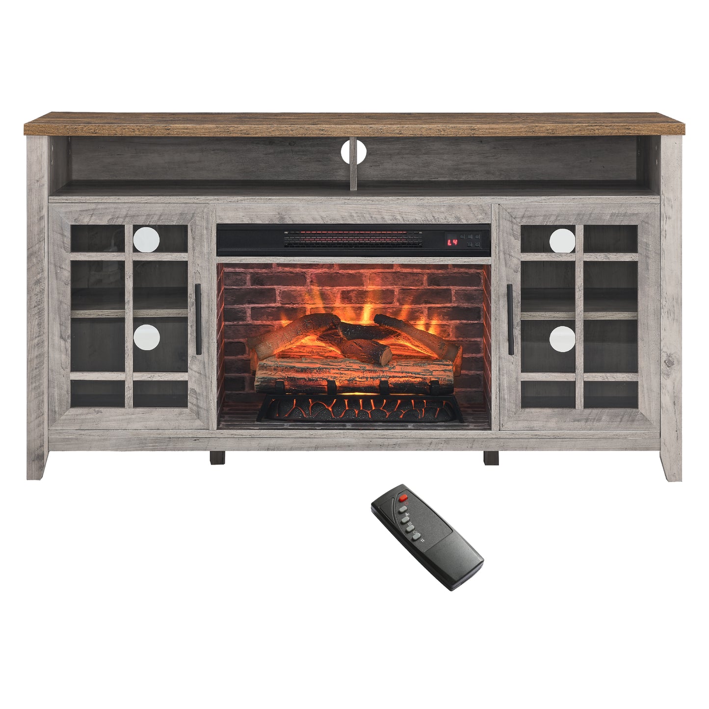 55 inch Gray Wash Electric Fireplace TV Stand with Supplemental Heater