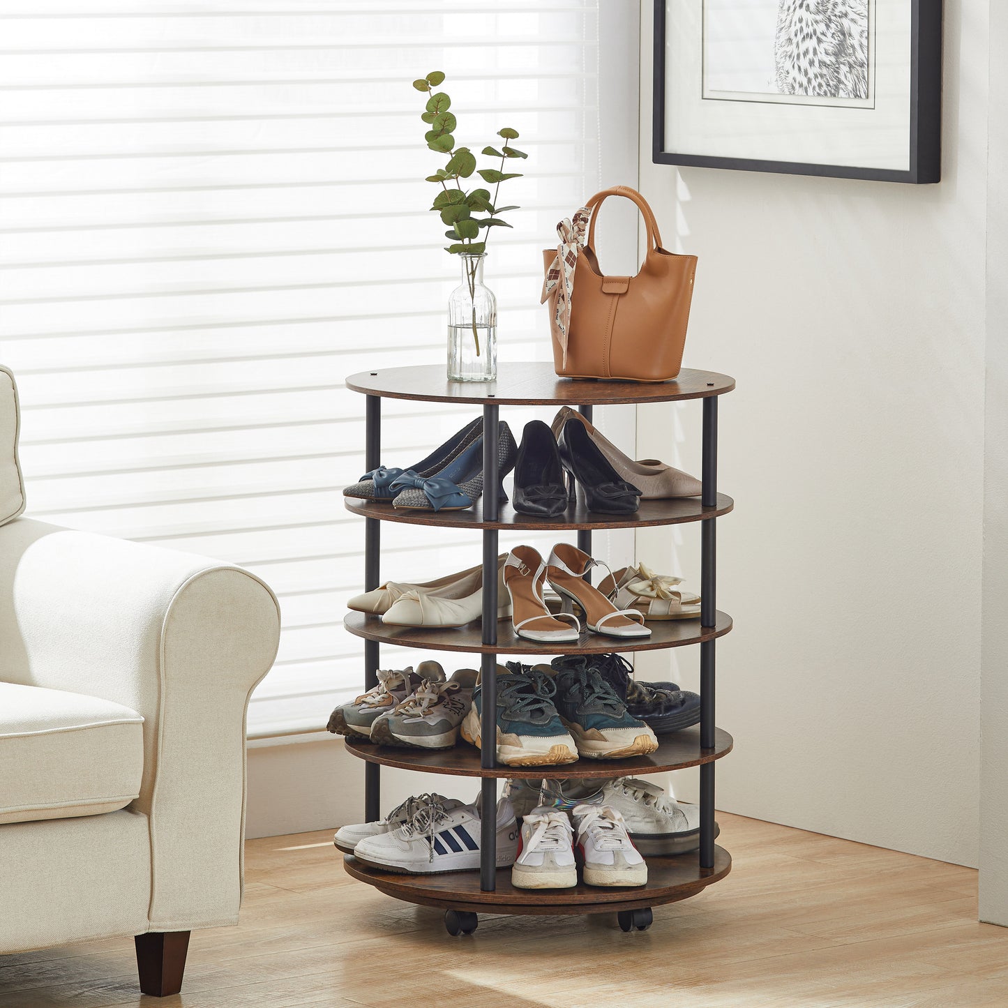 4-Tier Revolving Shoe Rack Storage Organizer