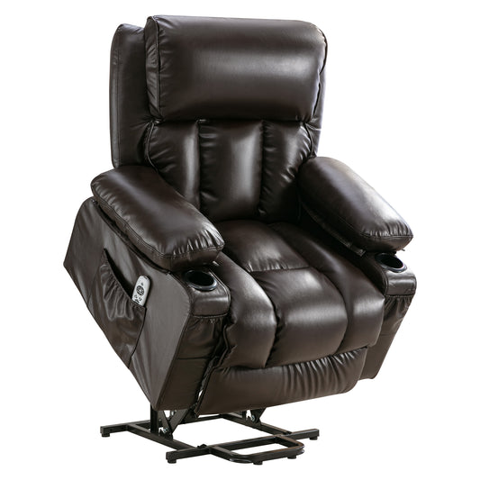 Electric Power Lift Recliner Chair with Heat and Massage, Brown