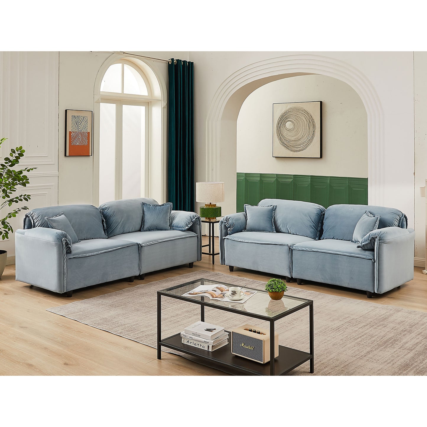 Luxury Modern Style Living Room Upholstery Sofa, velvet