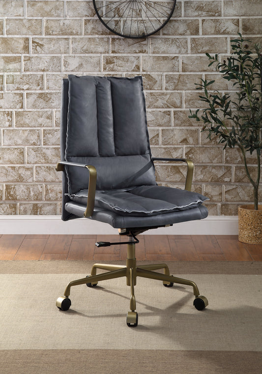 Tinzud Office Chair, Gray Leather 93165