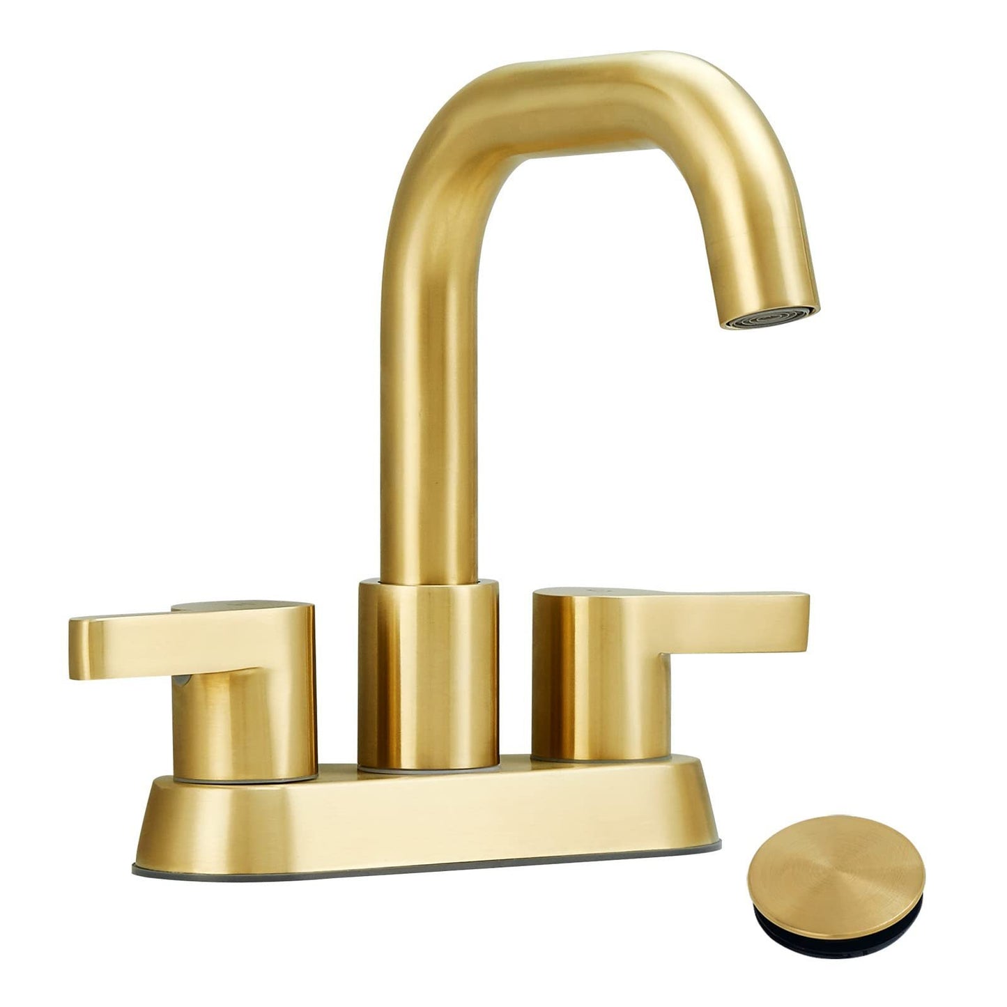 Modern Brushed Gold Bathroom Faucet with 2 Handles and Pop Up Drain