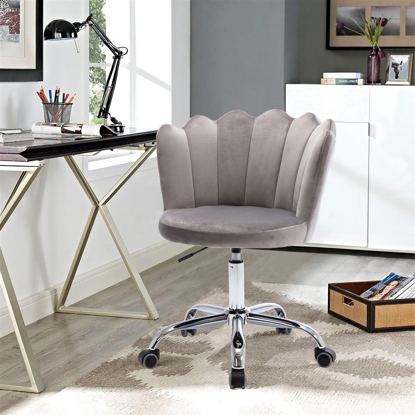 Swivel Shell Chair for Living Room/Bed Room, Modern Leisure office Chair  Gray