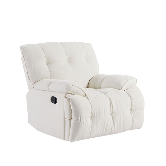 Cream 360 Degree Swivel Fabric Reclining Chair with Overstuffed Backrest