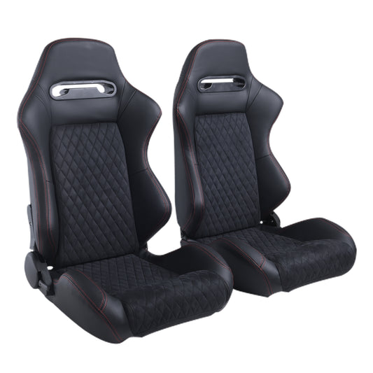 2pcs Racing Seats with High Quality PVC and Suede Material