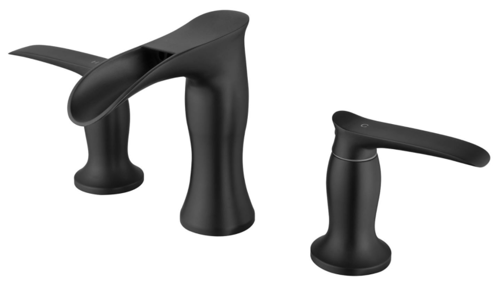 Matte Black Waterfall Bathroom Faucet with Double Handle Control