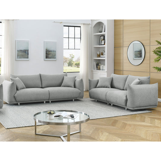 Modern 5-Seater Sofa Set with Solid Wood Frame and Metal Legs