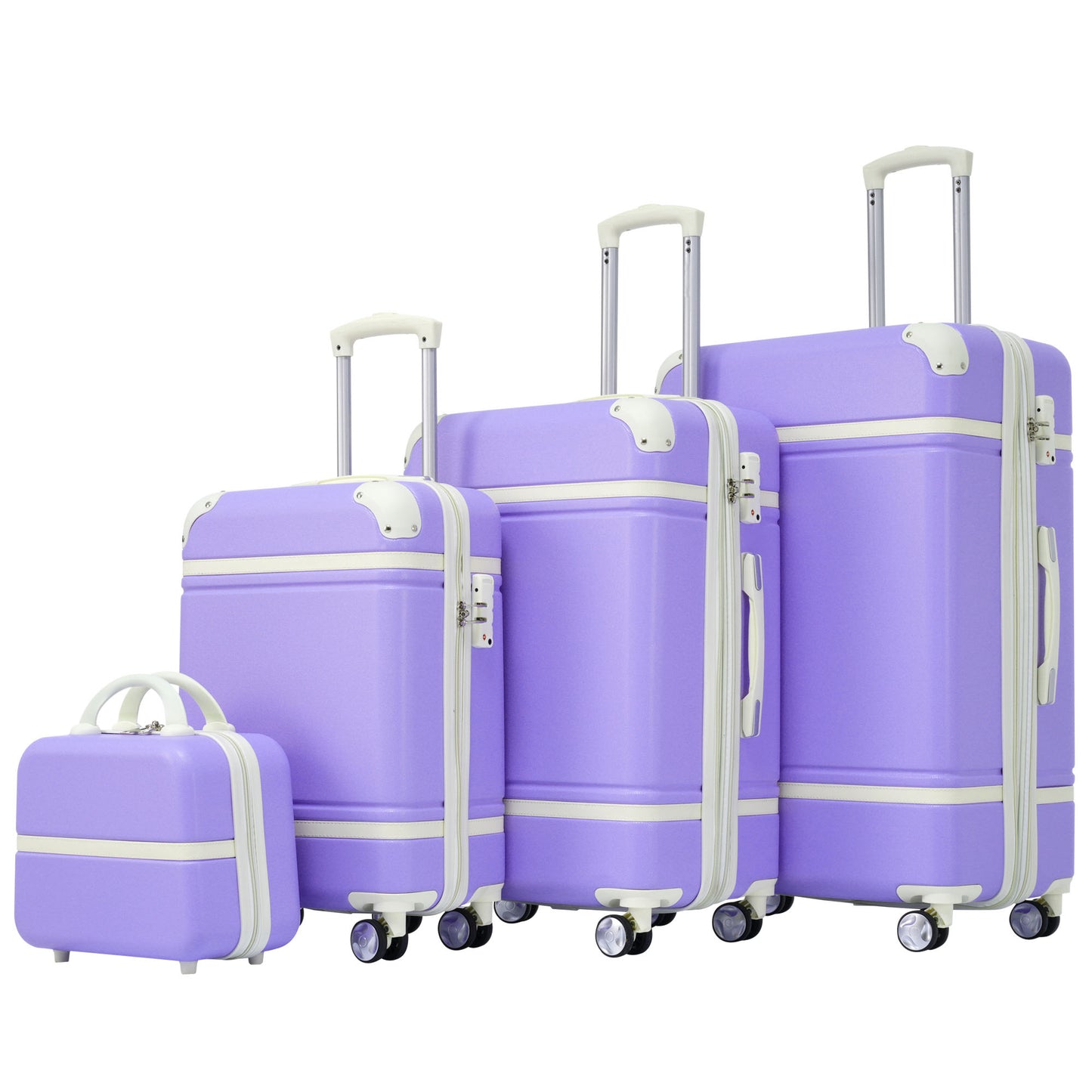 Hardshell Luggage Sets 4 Pieces 20"+24"+28" Luggages and Cosmetic Case Spinner Suitcase with TSA Lock  Lightweight