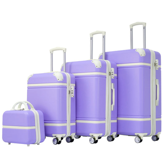 Hardshell Luggage Sets 4 Pieces 20"+24"+28" Luggages and Cosmetic Case Spinner Suitcase with TSA Lock  Lightweight