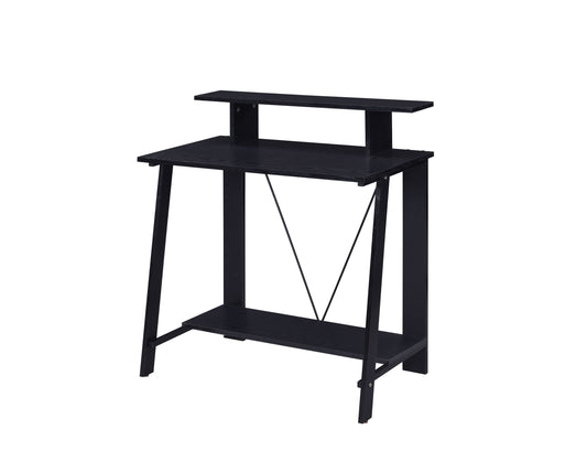 Elegant and Practical Black Writing Desk with Industrial Flair