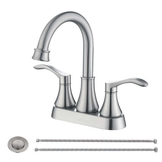 Elevate Your Bathroom with 2-Handle Brushed Nickel RV Faucet and Steel Pop Up Drain Set